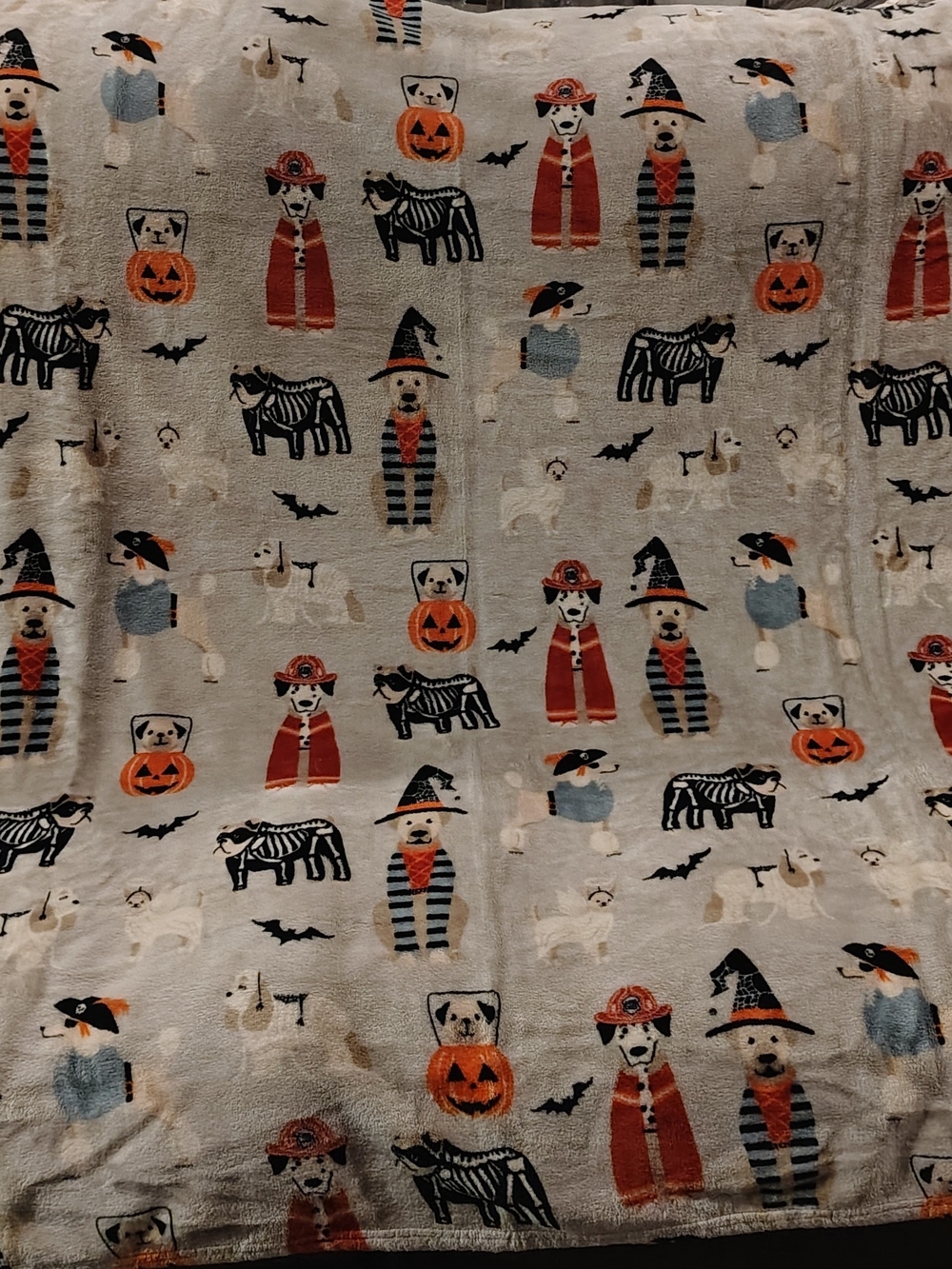 enVogue Super Soft Oversized Plush Throw – Halloween Dogs in Costumes